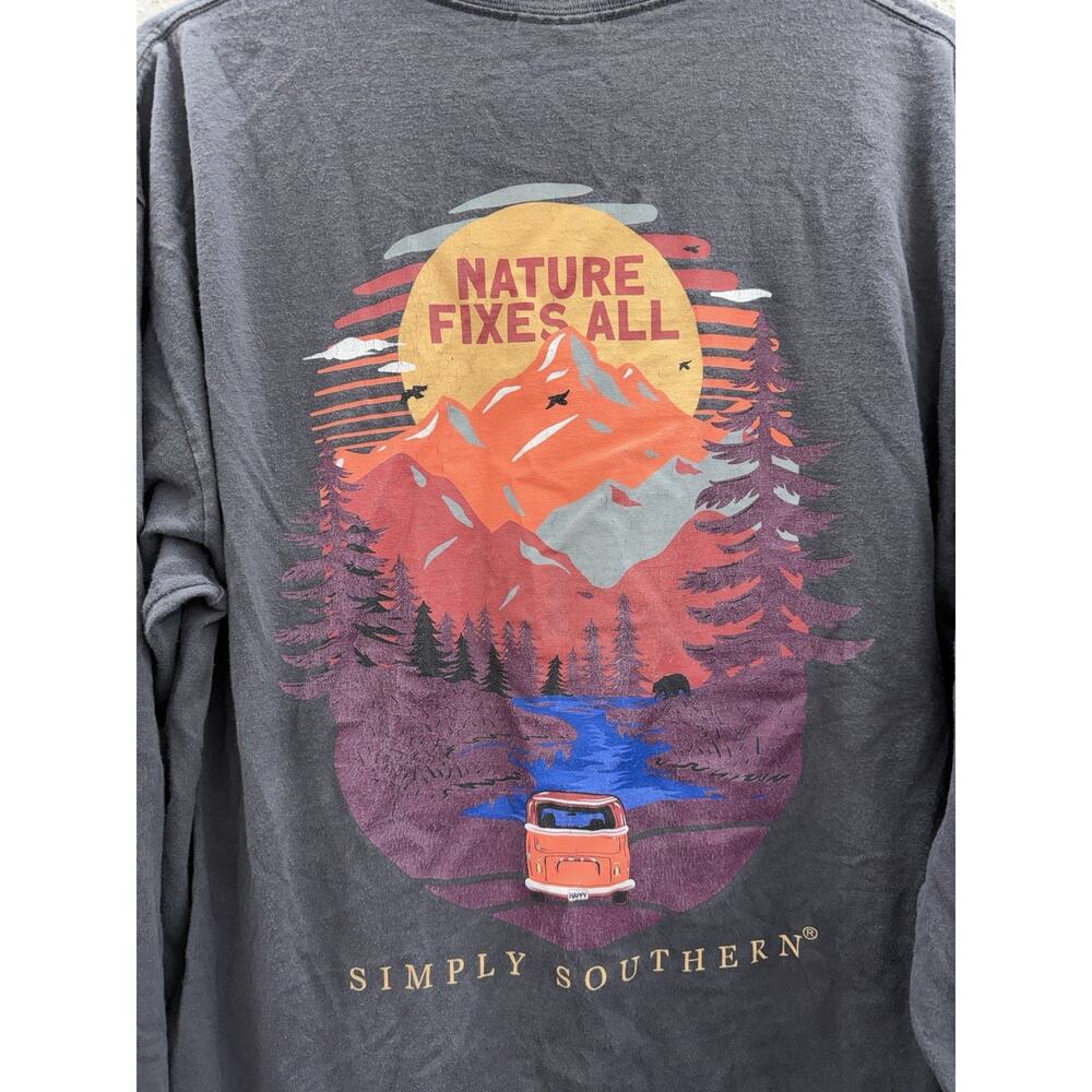 Simply Southern Womens Shirt Size XLarge Gray Nature Graphic Shirt Long Sleeve - Picture 6 of 11